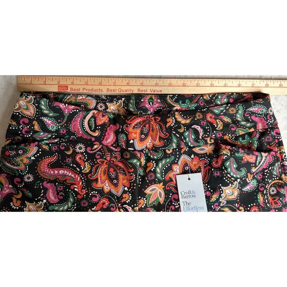 Croft & Barrow Pants Women 16 Floral Colorful Paisley Stretch Pull-On -NWT - Picture 8 of 12